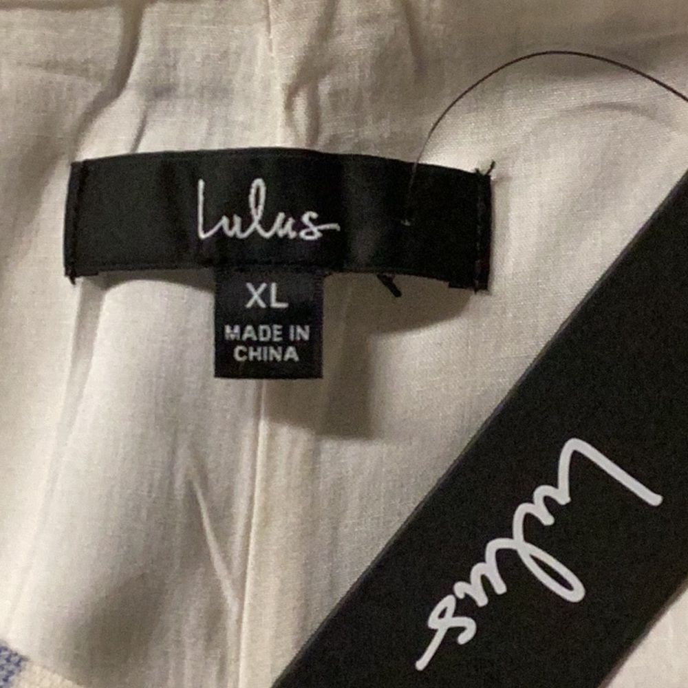 Lulu’s Blue & Ivory Striped Paper bag Pants - Picture 6 of 7